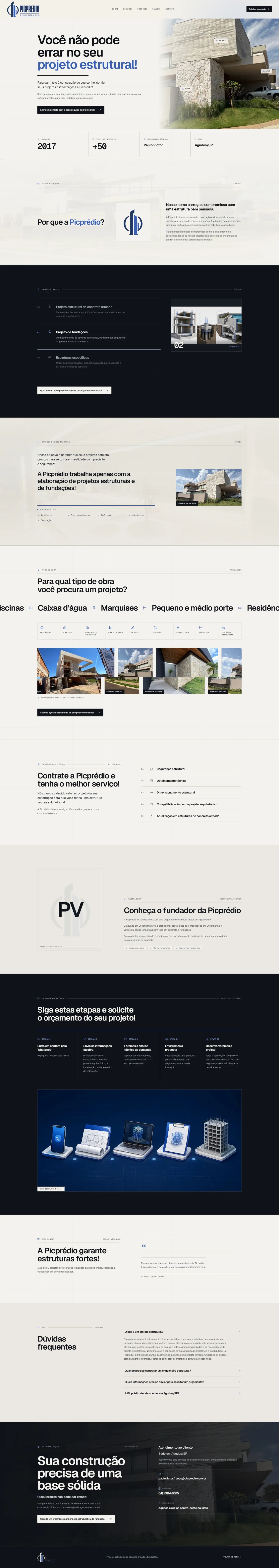 Página inicial do site PicPrédio — landing page, vista no desktop
