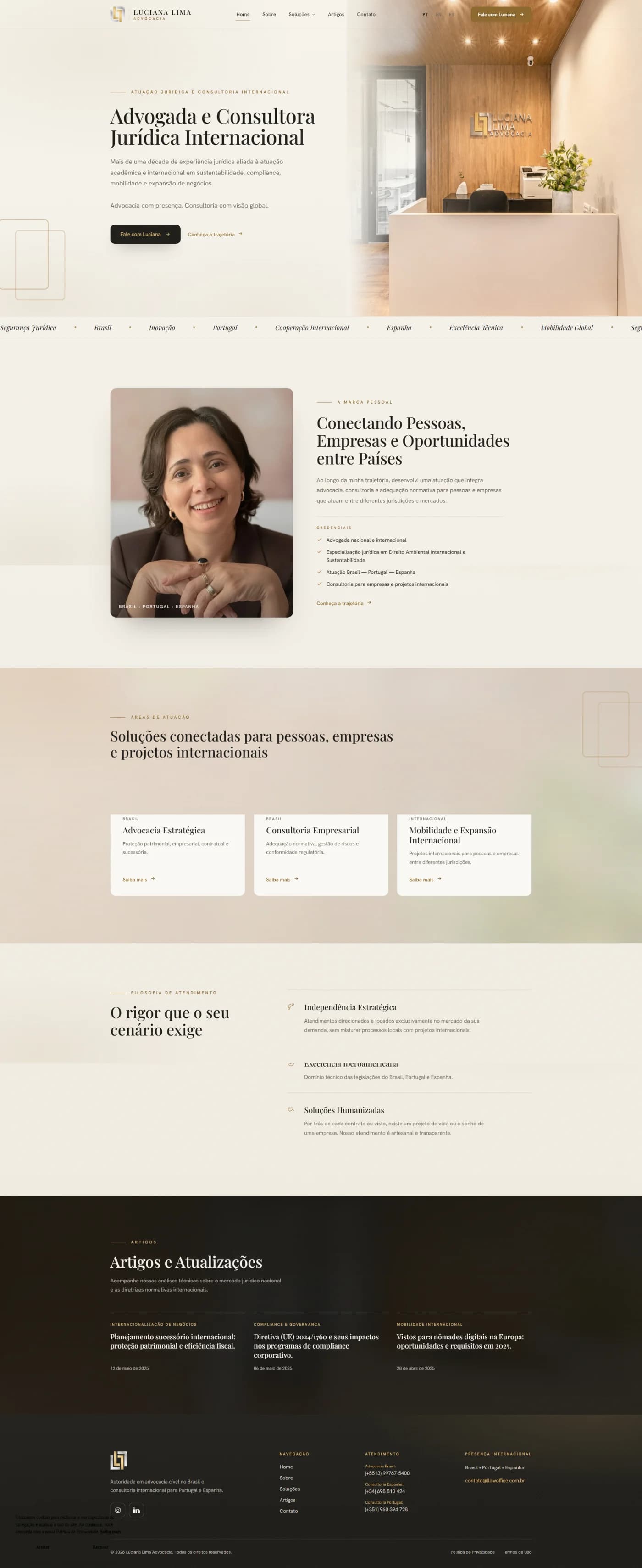 Página inicial do site Advogada Luciana Lima — sites institucionai, vista no desktop