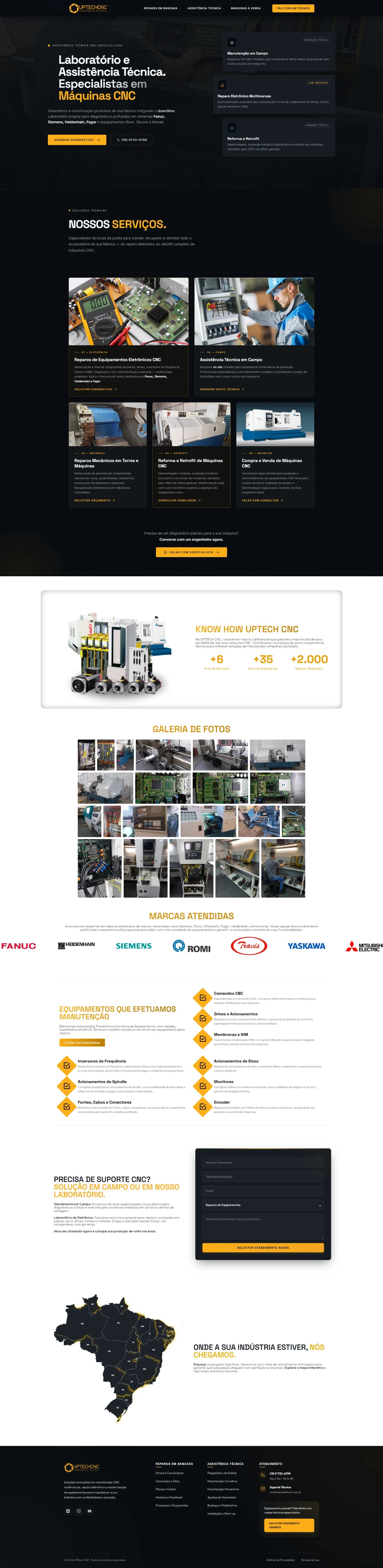 Página inicial do site UptechCNC — sites institucionai, vista no desktop